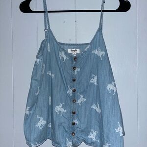 Blue Denim Button-Up Top